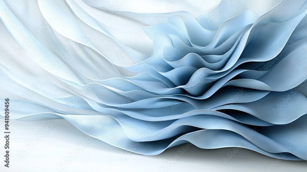 A detailed photo of a blue and white backdrop featuring a wavy pattern at the base A detailed photo of a blue and white backdrop featuring a wavy pattern at the base