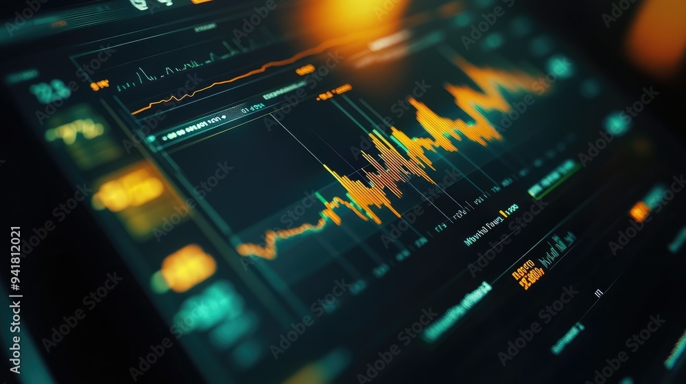 Close-up of a gold price chart with various indicators and moving averages, displayed on a modern financial app - Close-up of a gold price chart with various indicators and moving averages, displayed on a modern financial app -