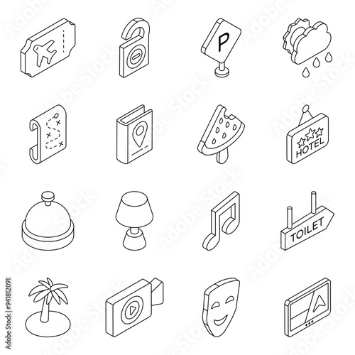 Pack of Summer and Holiday Flat Icon

