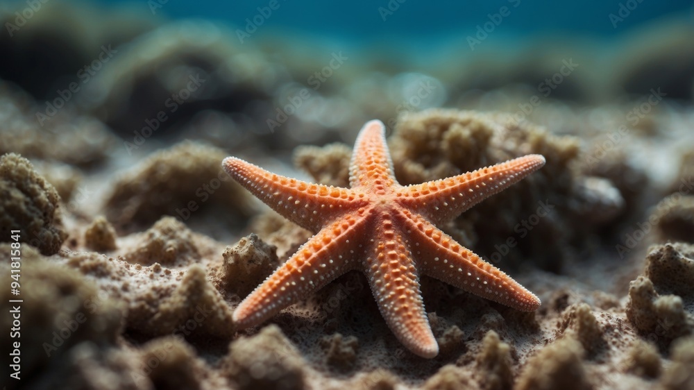 Starfish on a Coral Reef with Blurred Background. Starfish on a Coral Reef with Blurred Background.