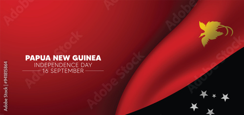 Papua New Guinea Independence Day 16 September waving flag vector poster