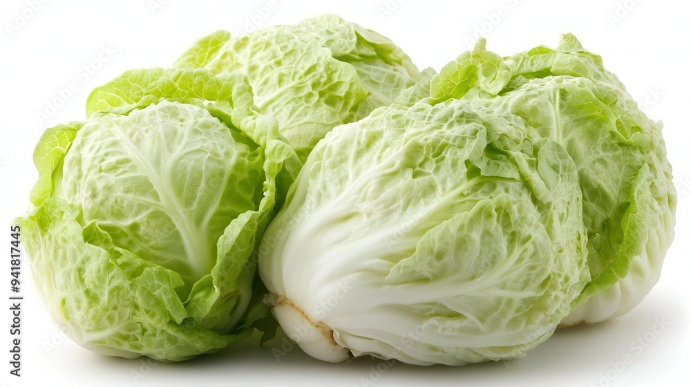 A pile of lettuce sits atop a white counter, alongside another pile A pile of lettuce sits atop a white counter, alongside another pile