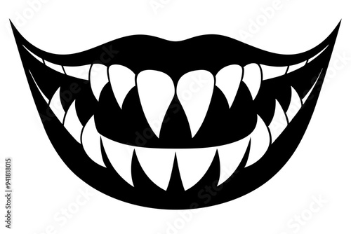 teeth silhouette vector isolated on white background

