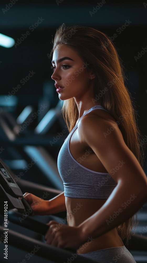 Young Female on a Treadmill at the Gym Young Female on a Treadmill at the Gym