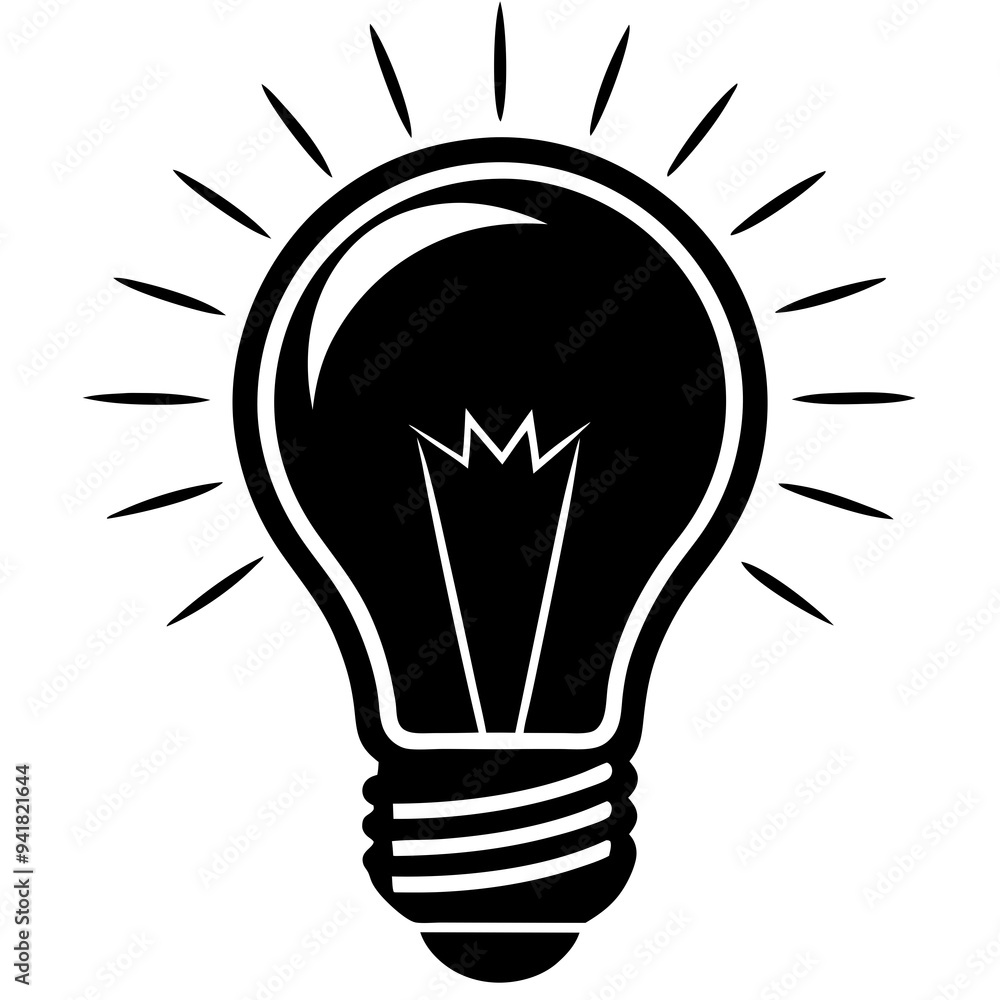 Bulb Silhouette Vector on White Bulb Silhouette Vector on White