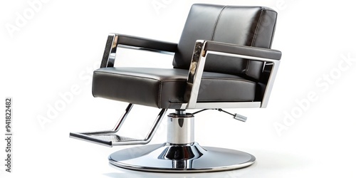 A sleek, modern salon chair with a chrome base and cushioned seat, positioned on a minimalist background, symbolizing luxury and pampering.