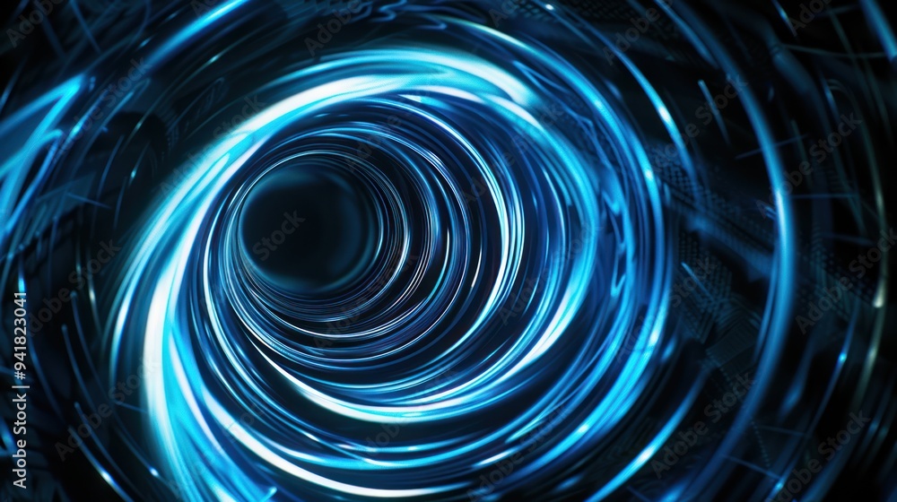 Abstract Blue Swirling Lights Tunnel Abstract Blue Swirling Lights Tunnel
