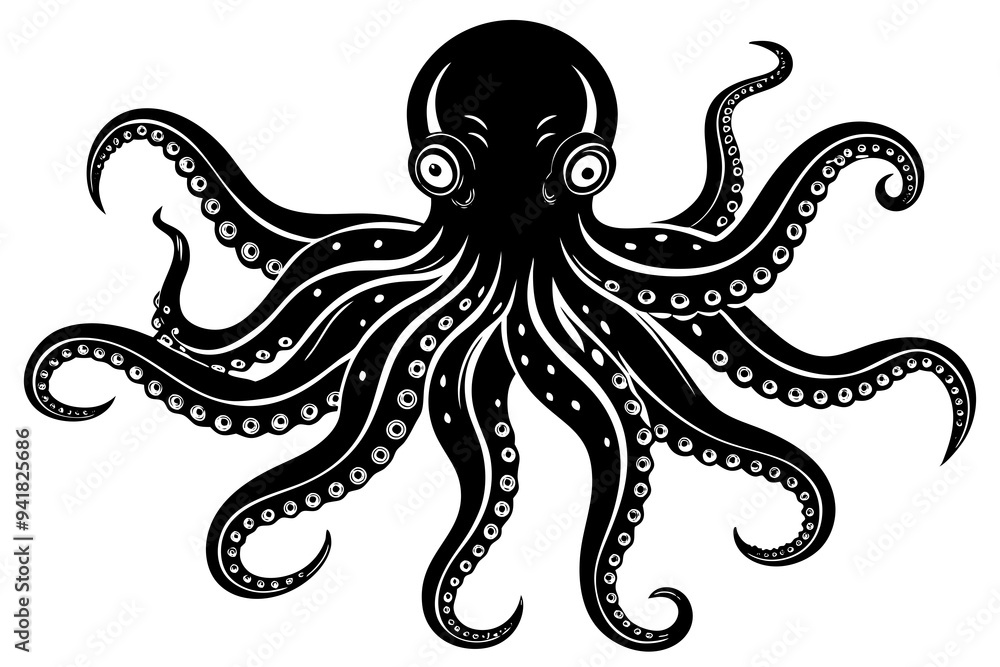 octopus silhouette, octopus icon vector illustration octopus silhouette, octopus icon vector illustration