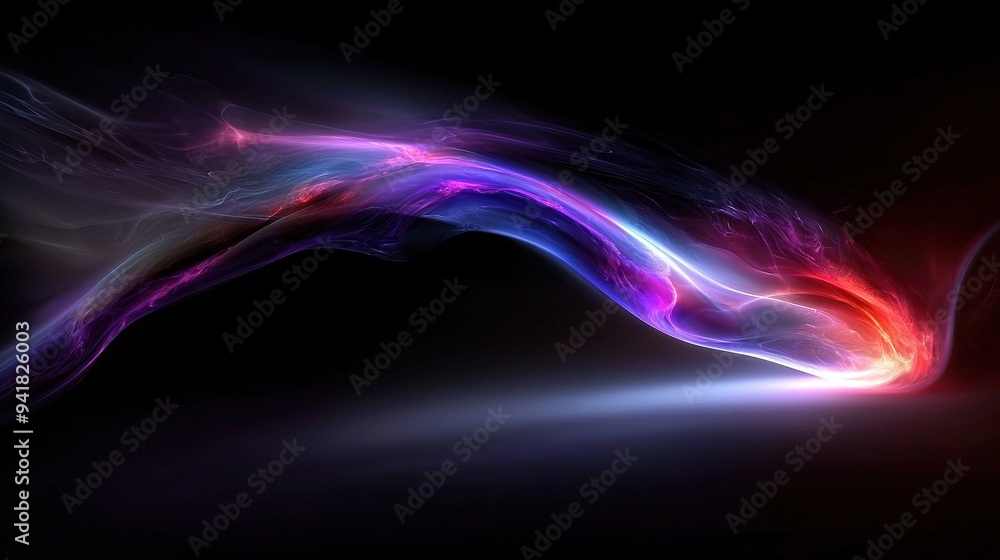 Black background with vibrant waves of light at the top and bottom in shades of red, white, blue, and purple Black background with vibrant waves of light at the top and bottom in shades of red, white, blue, and purple