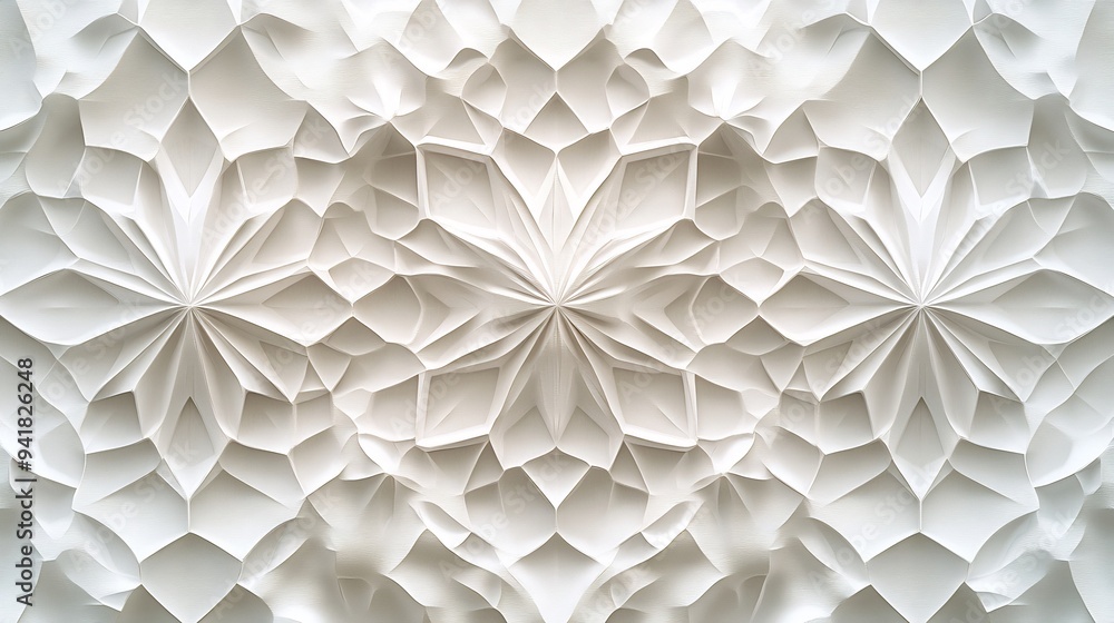 Abstract White Paper Sculpture with Geometric Pattern Abstract White Paper Sculpture with Geometric Pattern
