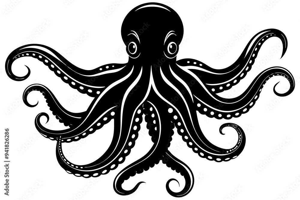 octopus silhouette, octopus icon vector illustration octopus silhouette, octopus icon vector illustration