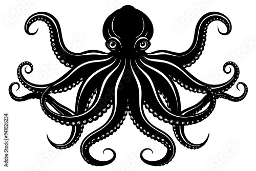 octopus silhouette, octopus icon vector illustration