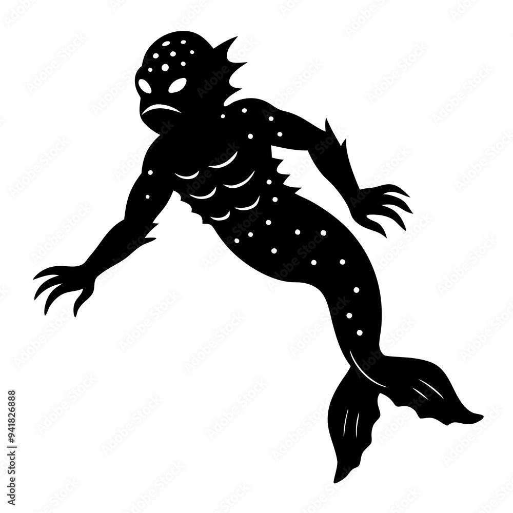 Side View Creature with Legs Swimming Underwater vector Side View Creature with Legs Swimming Underwater vector