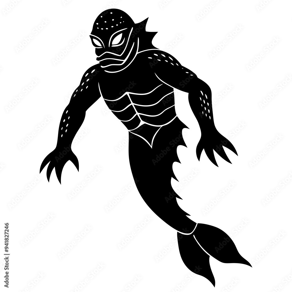 custom made wallpaper toronto digitalSide View Creature with Legs Swimming Underwater vector