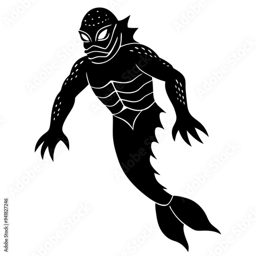 Wallpaper Mural Side View Creature with Legs Swimming Underwater vector Torontodigital.ca