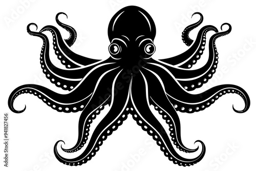 octopus silhouette, octopus icon vector illustration