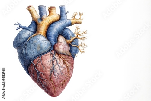 A heart with blue and red veins