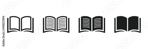 Set of book icons. Ebook icon. Open book icon vector illustration