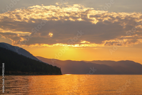 Sunset time at the lake Baikal