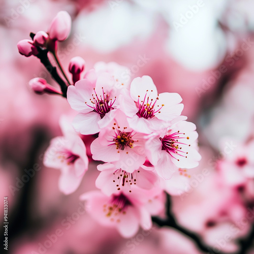 pink cherry blossoms, close up photography, budding tree, spring