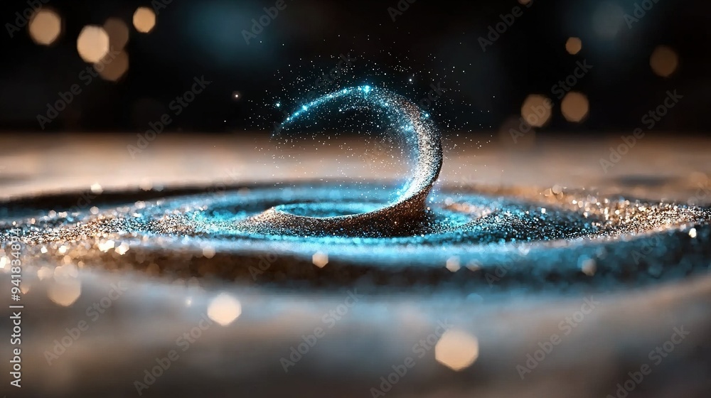 A detailed photo of a circle with a hazy depiction of a blue object at its center A detailed photo of a circle with a hazy depiction of a blue object at its center