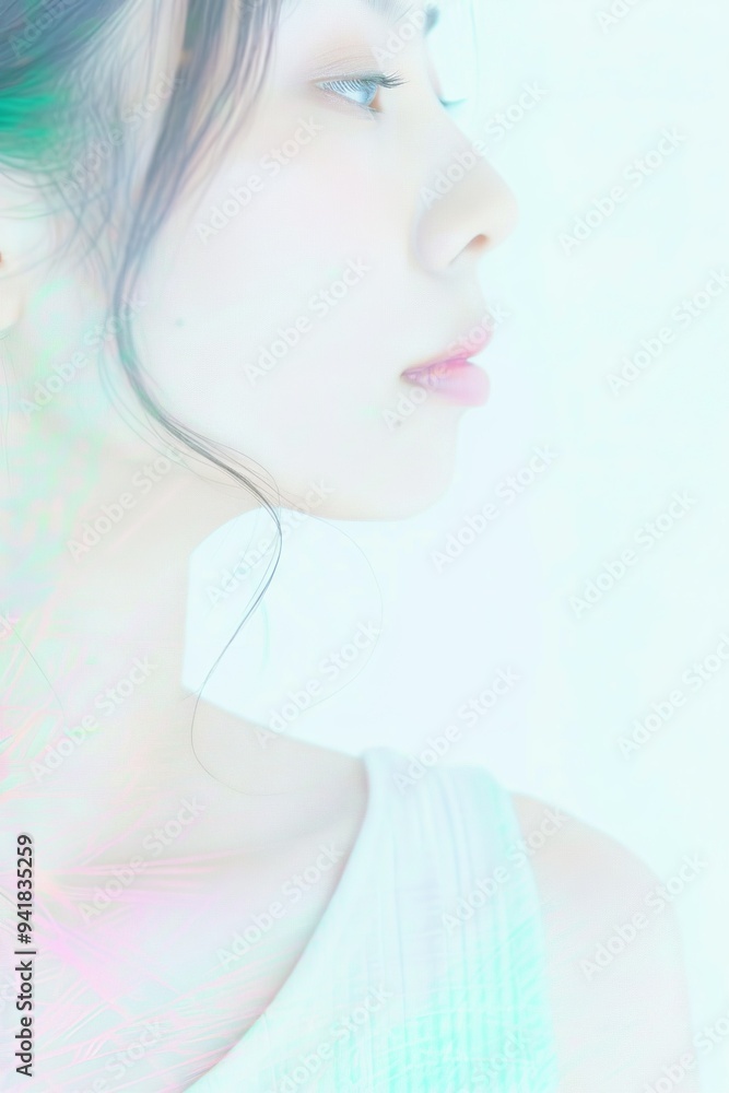 Soft Profile Portrait of Woman in Pastel Tones Soft Profile Portrait of Woman in Pastel Tones