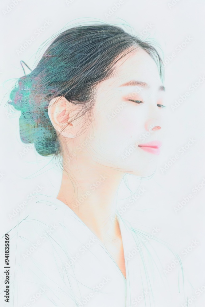 Woman with Natural Beauty and Light Makeup in Pastel Tones Woman with Natural Beauty and Light Makeup in Pastel Tones