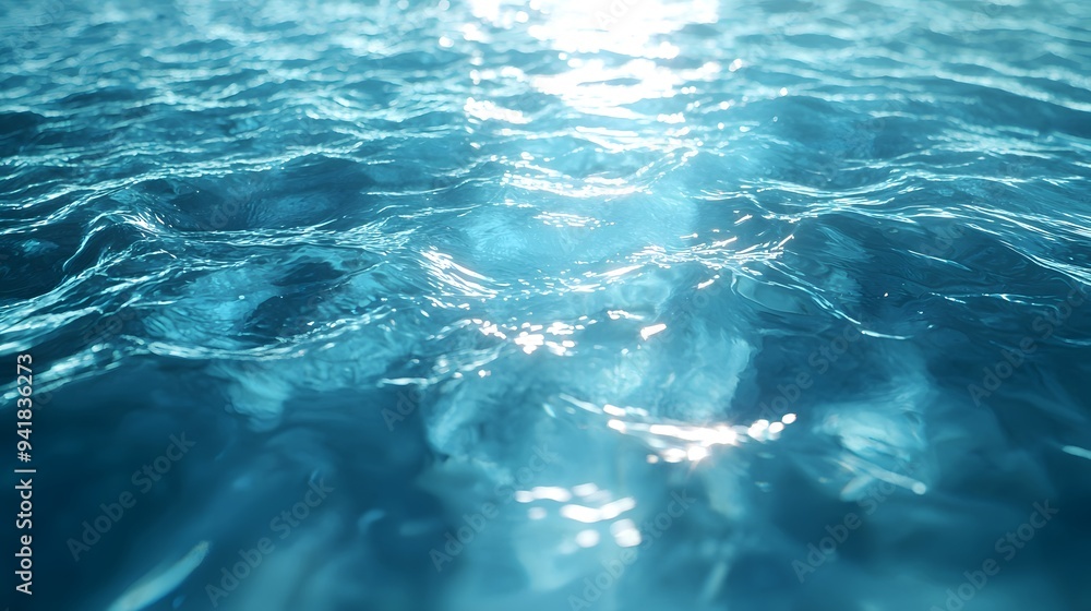 Glittering blue water surface with gentle waves under sunlight. Glittering blue water surface with gentle waves under sunlight.