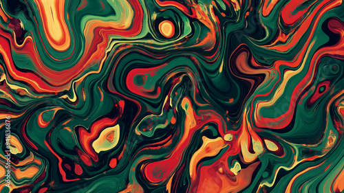 Wallpaper Mural red and green psychedelic pattern design Torontodigital.ca