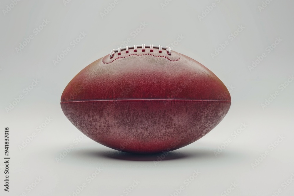 A single red football placed on a clean white surface, great for sports or graphic designs A single red football placed on a clean white surface, great for sports or graphic designs