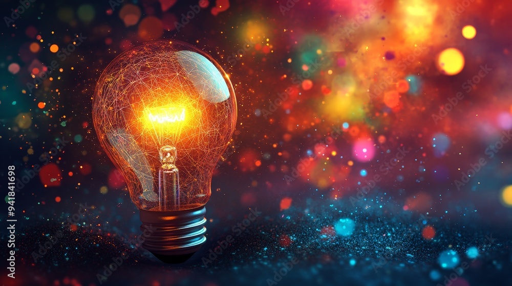 Explosive Light Bulb Representing Creative Breakthrough Explosive Light Bulb Representing Creative Breakthrough