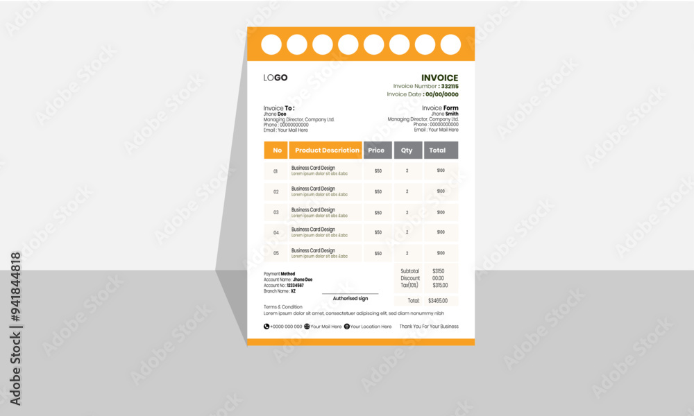 Corporate business invoice design template
Corporate business invoice design template