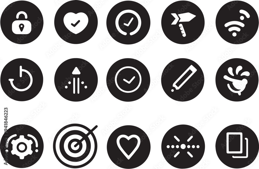 A simple vector icon set featuring a user flow, referral traffic, organic search, and social media metrics A simple vector icon set featuring a user flow, referral traffic, organic search, and social media metrics