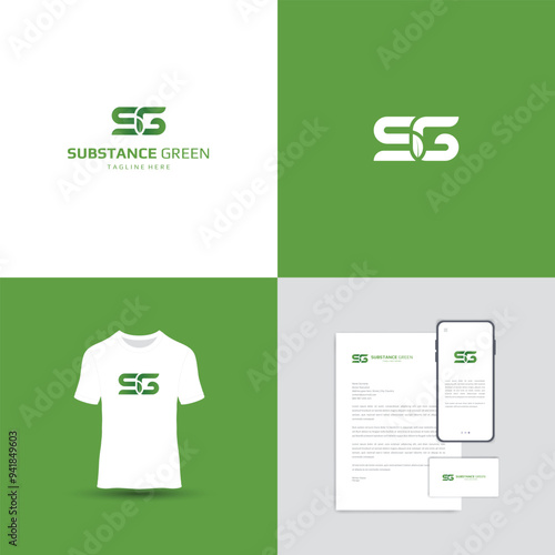 SG Letter with Leaf logo. It combines the letters 'S' and 'G' with leaf illustrations and is Suitable for professional businesses or organizations.