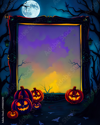 halloween background with pumpkin photo