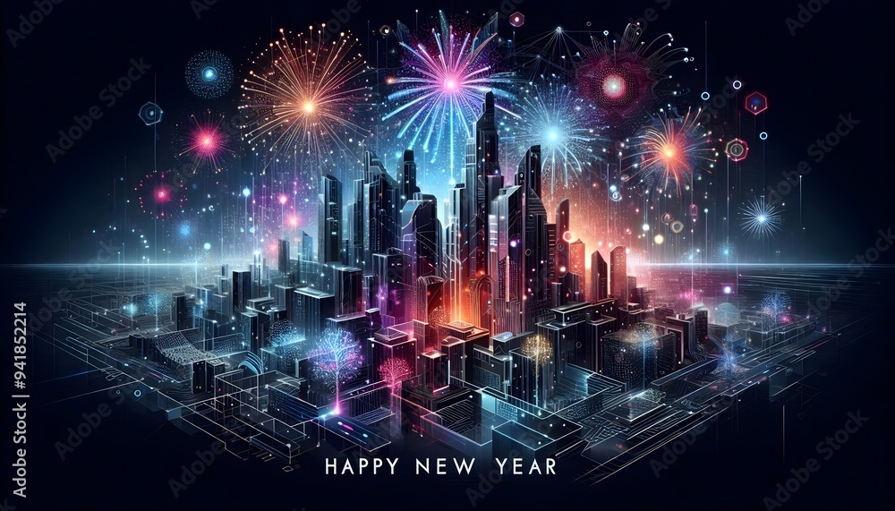 Happy New Year – Unique New Year Greetings Design with Festive Typography Happy New Year – Unique New Year Greetings Design with Festive Typography