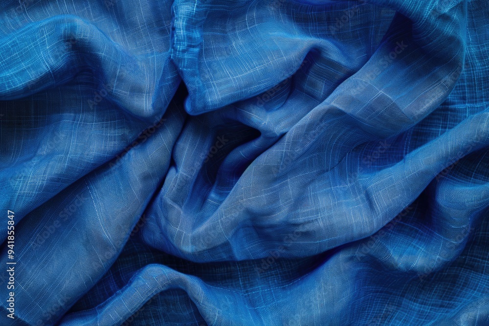 A detailed shot of textured blue fabric, ideal for use in product photography or design projects A detailed shot of textured blue fabric, ideal for use in product photography or design projects