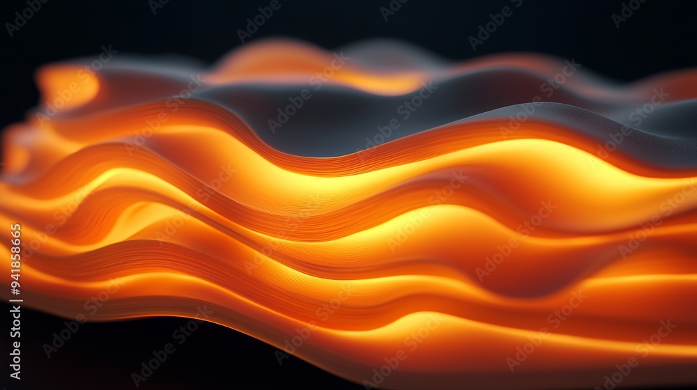 The glowing and layered material, with orange light shining and dark background. The glowing and layered material, with orange light shining and dark background.
