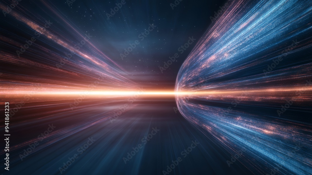 Stunning abstract image depicting motion and light, showcasing bright streaks of color moving through a dark cosmic background. Stunning abstract image depicting motion and light, showcasing bright streaks of color moving through a dark cosmic background.