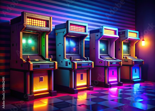 Pixelated Memories | Retro arcade, glowing pixels, nostalgic feels photo