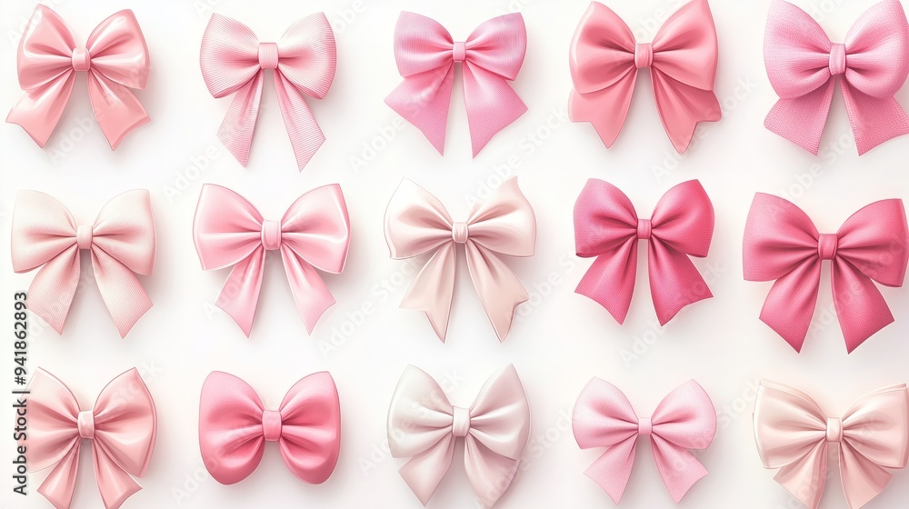 A set of simple and cute baby pink bows. A set of simple and cute baby pink bows.