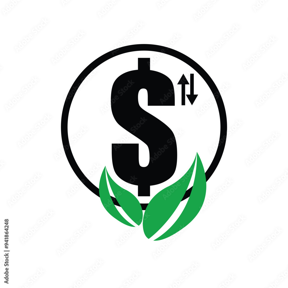vector illustration of the dollar in a circle of up and down developments there is a small signal vector illustration of the dollar in a circle of up and down developments there is a small signal