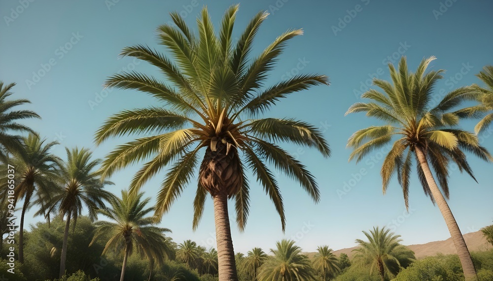 A tall palm tree swaying gently in the breeze, showcasing its fan-shaped leaves and textured trunk against a clear blue sky, evoking a tropical paradise. A tall palm tree swaying gently in the breeze, showcasing its fan-shaped leaves and textured trunk against a clear blue sky, evoking a tropical paradise.
