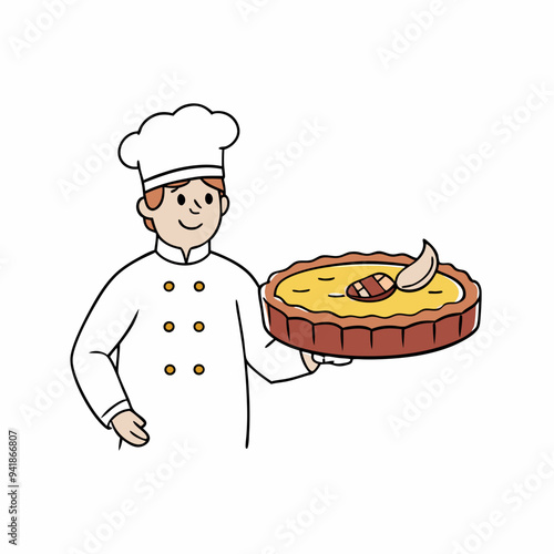 Classic Quiche Lorraine Creamy French Tart with Bacon and Cheese vector