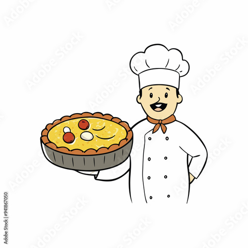 Classic Quiche Lorraine Creamy French Tart with Bacon and Cheese vector