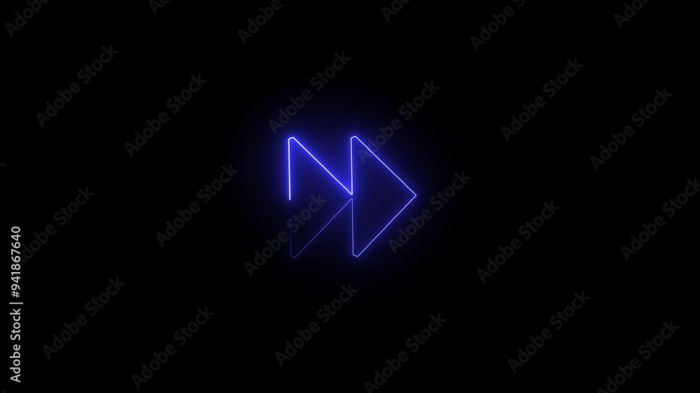 Blue color neon arrow right side animation on black background. Blue color neon arrow right side animation on black background.