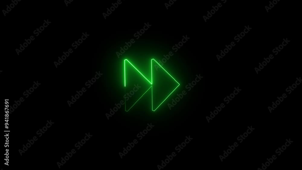 Green color neon arrow right side animation on black background. Green color neon arrow right side animation on black background.