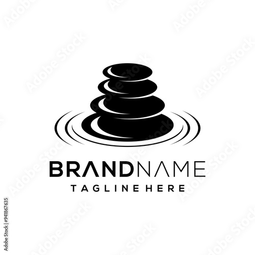 Balancing rock zen stone stones logo vector icon illustration