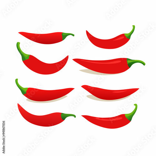 Closeup chilly pepper set on a isolated white background (6)