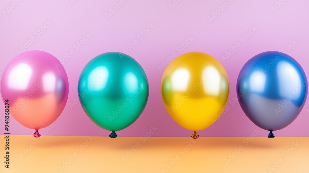 A bunch of colorful balloons are floating in the air. The balloons are of different colors and sizes, creating a vibrant and lively atmosphere. Concept of celebration and joy A bunch of colorful balloons are floating in the air. The balloons are of different colors and sizes, creating a vibrant and lively atmosphere. Concept of celebration and joy